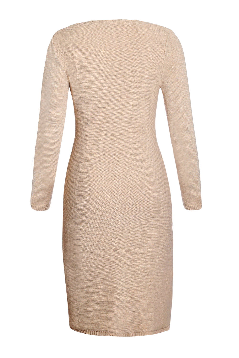 BY27772-16 Khaki Women’s Hand Knitted Sweater Dress